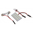 Маленькое фото товара - Автолампа светодиодная освещения салона-площадка 15 SMD 2835 (3х5) диодов, 2 переходника белая, 12В. Вариант №1
