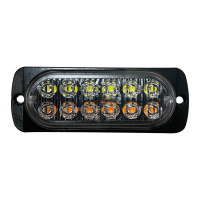 Фото товара - Маяк светодиодный МИНИ   40*110*10мм 12-24V 12-LED строб. белый+оранжевый на болтах