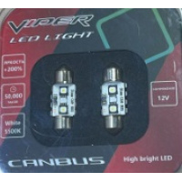 Фото товара - Автолампа светодиодная софитная 12V-5/10W 31мм 2-SMD диод. 2шт (31mm38382SMD) (Viper)
