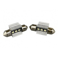 Фото товара - Автолампа светодиодная софитная 12V-5/10W 28мм 3 диод. 2шт (C5W.28)