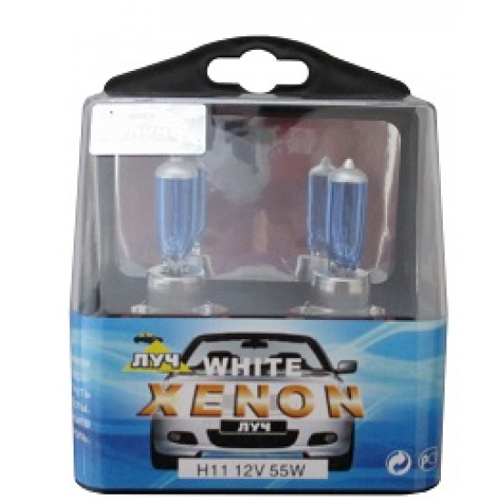 Большое фото товара - Автолампа 12V-55W H11 галогеновая фарная White (Plasmz Xenon) 2шт, H11 12-55 ан.PGJ19-2. Вариант №1