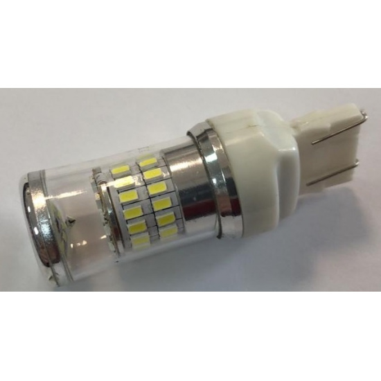 Большое фото товара - Автолампа светодиодная 12V-21W+5W без цоколя 48-LED диод. зеркальная колба T202 SMD (3014) 48 (К), 12-21+5 б\ц ан. W3x16Q. Вариант №1
