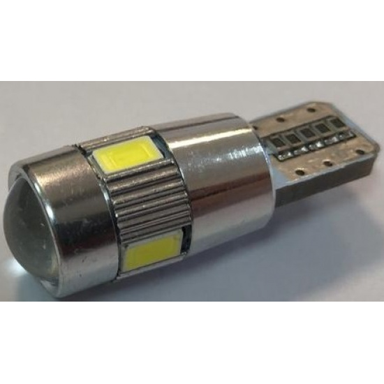 Большое фото товара - Автолампа светодиодная 12V-5W без цоколя 6-LED диод. обманка линза 12V (T10 SMD 6 (5630-X0041) (К), 12-5 б\ц ан.L W2.1*9.5d. Вариант №1