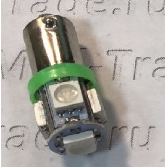 Большое фото товара - Автолампа светодиодная зеленый свет 12V-5W 5-LED  (103-1377-12), 12-5 ан.T5W BA9s. Вариант №1