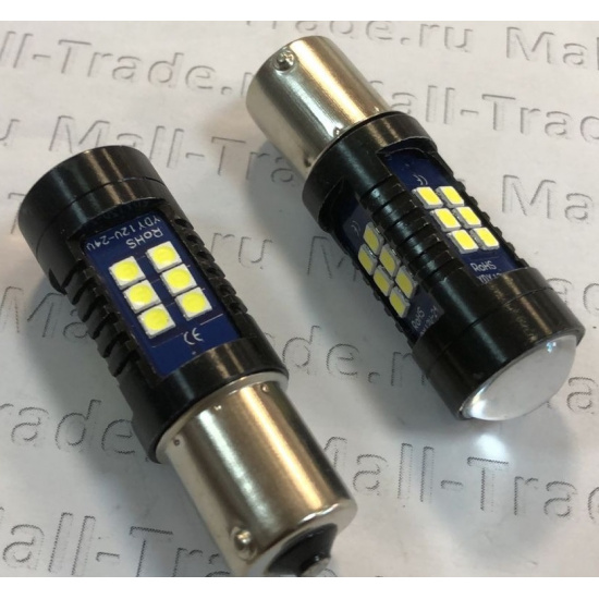 Большое фото товара - Автолампа светодиодная 12-24V/21W 1-конт 21-диод линза (S0032), 12-24/21 LED. Вариант №1