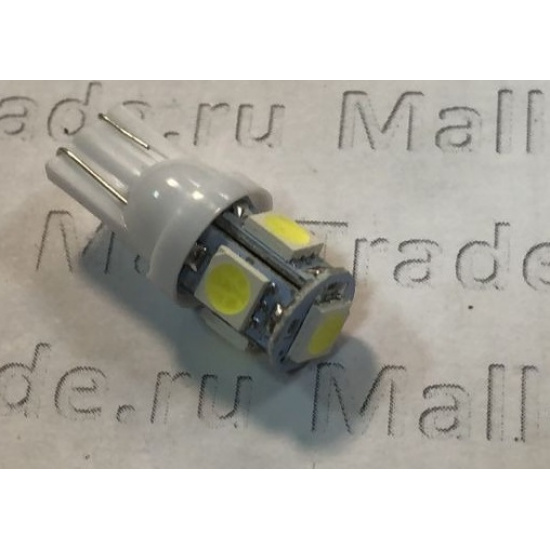 Большое фото товара - Автолампа светодиодная 12V-5W без цоколя 5-LED  (X0025) (К), 12-5 б\ц ан.T10 W2.1*9.5d. Вариант №1