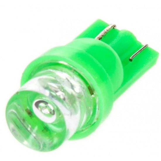 Большое фото товара - Автолампа светодиодная 12V-5W без цоколя 1-LED зеленый конус (1386), 12-5 б\ц ан.T10 W2.1*9.5d. Вариант №1