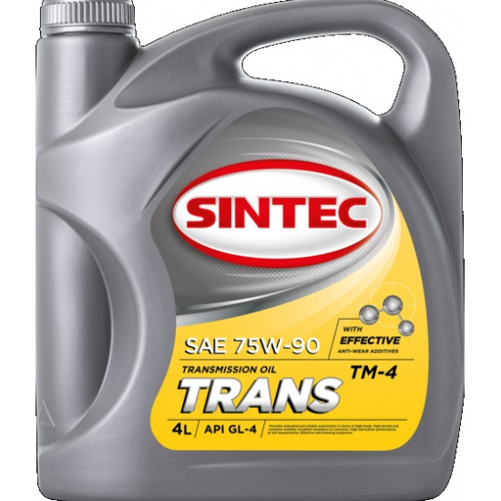 Большое фото товара - Масло трансмиссионное 75W90 4л SINTEC Транс ТМ4 GL-4 п/синт., 900360. Вариант №1