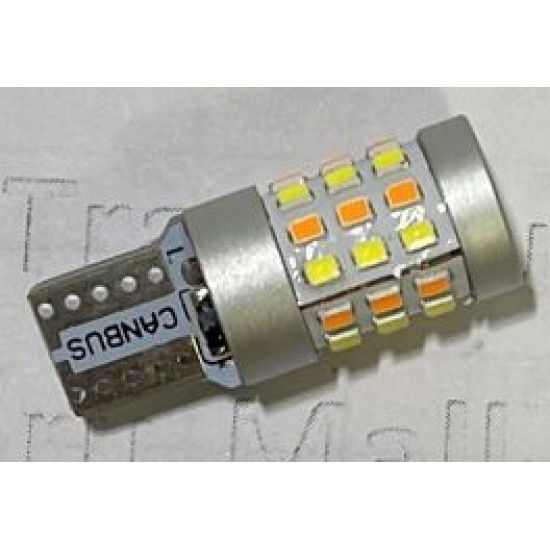Большое фото товара - Автолампа светодиодная 12V-5+5W без цоколя 42-LED диод. белая+желтая (X0084) (К), 12-24-5+5 б\ц бел+желт. Вариант №1